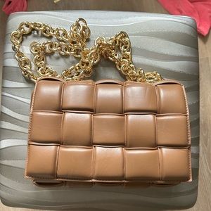 EvaLuLu Woven Chain Bag, Medium, Brown